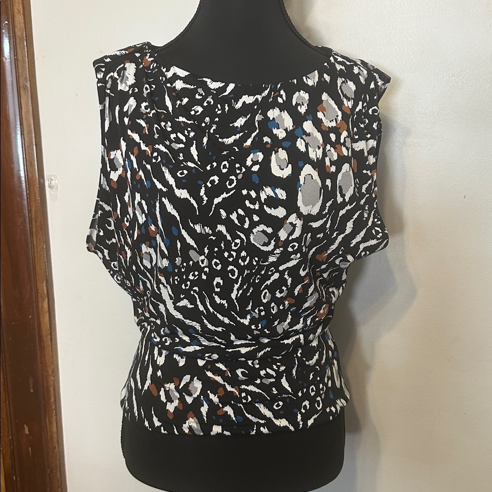 White House Black Market Animal Print Top